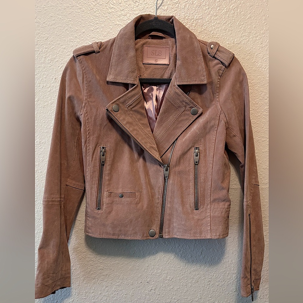 Gorgeous Blush Suede Moto Jacket